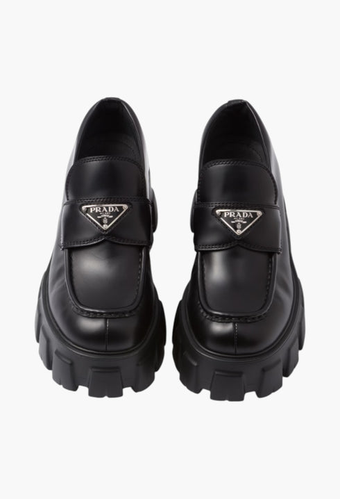 Black - Brushed Leather Monolith Loafers - GLAM MODA
